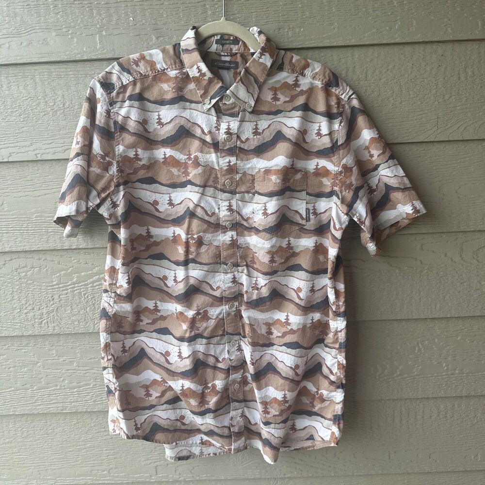 Eddie Bauer Men's Tall Large Western Outdoor Wear Short Sleeve Button Up Shirt